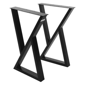 Tafelpoten set van 2 X-vormig 40x71 cm zwart staal ML design
