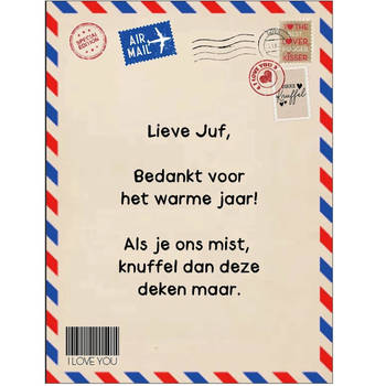 Post Deken - Sprei - Plaid - voor juf - Leerkracht - bankdeken - knuffeldeken - 200 x 150 cm