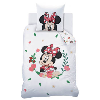 Disney Minnie Mouse Dekbedovertrek Flower - Eenpersoons - 140 x 200 cm - Katoen