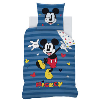 Disney Mickey Mouse Dekbedovertrek Stripes - Eenpersoons - 140 x 200 cm - Katoen