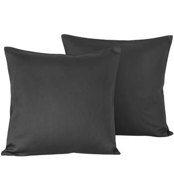 De Witte Lietaer Sierkussensloop Set Olivia Ebony - 40 x 40 cm - Satijn Katoen