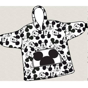 Disney Mickey Mouse Hoodie Fleece Deken, Happy - Volwassen (One Size) - Polyester Flanel