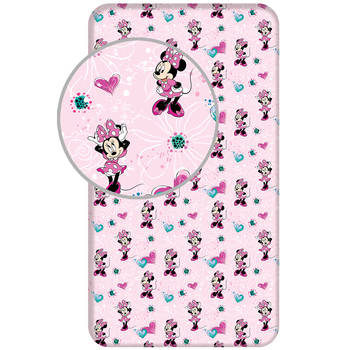 Disney Minnie Mouse Hoeslaken Flowers - Eenpersoons - 90 x 190/200cm - Katoen