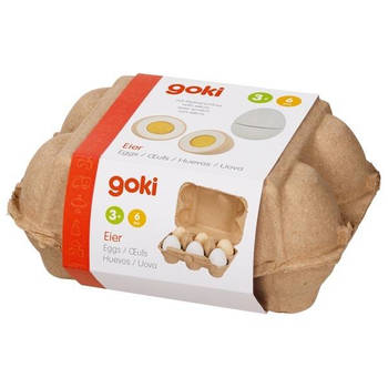 Goki Eggs with Velcro in egg cardboard, 6 pieces H: 5.5 cm