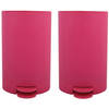 MSV kleine pedaalemmer - 2x - kunststof - fuchsia roze - 3L - 15 x 27 cm - Badkamer/toilet - Pedaalemmers