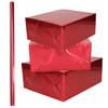 1x Rollen inpakpapier / cadeaufolie metallic rood 200 x 70 cm - Kaftpapier