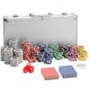 tectake® - Pokerset 300 delig - inclusief zilverkleurige koffer en kaartspel - 402557