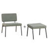 Bronx71 Scandinavische fauteuil en hocker Espen groen gerecyclede stof.