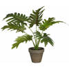 Mica Decoration kunstplant Philodendron - groen - H30 en D27 cm - Kamerplant - Kunstplanten