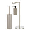 Spirella Badkamer accessoires set - WC-borstel/zeeppompje/rollenhouder - beige - Badkameraccessoireset