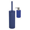 Spirella Badkamer accessoires set - WC-borstel/zeeppompje - donkerblauw - Badkameraccessoireset