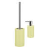 Spirella Badkamer accessoires set - WC-borstel/zeeppompje - porselein - geel - Badkameraccessoireset