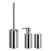 Spirella Badkamer accessoires set - WC-borstel/zeeppompje/beker - porselein - zilver - Badkameraccessoireset