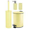 Spirella Badkamer accessoires set - WC-borstel/pedaalemmer/zeeppompje/beker - geel - Badkameraccessoireset