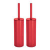 Spirella Luxe Toiletborstel in houder Cannes - 2x - rood - metaal - 40 x 9 cm - met binnenbak - Toiletborstels