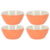 Excellent Houseware Soepkommen/schaaltjes - 4x - Acapulco - porselein - D14 x H6.5 cm - oranje - Kommetjes