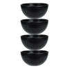 Excellent Houseware Soepkommen - 4x - Lava stone - keramiek - D15 x H7 cm - zwart - Stapelbaar - Kommetjes