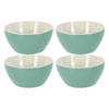 Excellent Houseware Soepkommen/schaaltjes - 4x - Acapulco - porselein - D14 x H6.5 cm - groen - Kommetjes