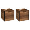 Kast opbergmand/kastmand - 2x - donkerbruin - 29 liter - mdf hout - 31 x 31 x 31 cm - inklapbaar - Opbergkisten