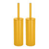 Spirella Luxe Toiletborstel in houder Cannes - 2x - saffraan geel - metaal - 40 x 9 cm - met binnenbak - Toiletborstels