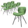 ML-Design set van 8 eetkamerstoelen met rugleuning, groen, keukenstoel met fluwelen bekleding, gestoffeerde stoel met