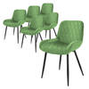 ML-Design Set van 6 Eetkamerstoelen Eetkamerstoel met Rugleuning en Armleuningen, Groen, Fluwelen Zitting, Metalen