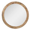 Clayre & Eef Spiegel Ø 60x6 cm Bruin Groen Hout Glas Rond Wandspiegel Bruin Wandspiegel