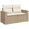 vidaXL Tuinbank 2-zits met kussens poly rattan beige