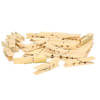 Wasknijpers voor wasgoed ophangen - bamboe hout - 40x stuks - beige - 7 cm - Knijpers