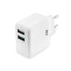 USB-oplader, 2 x USB-A, Quick Charge 3.0-functie, 30 W, 4 A, wit