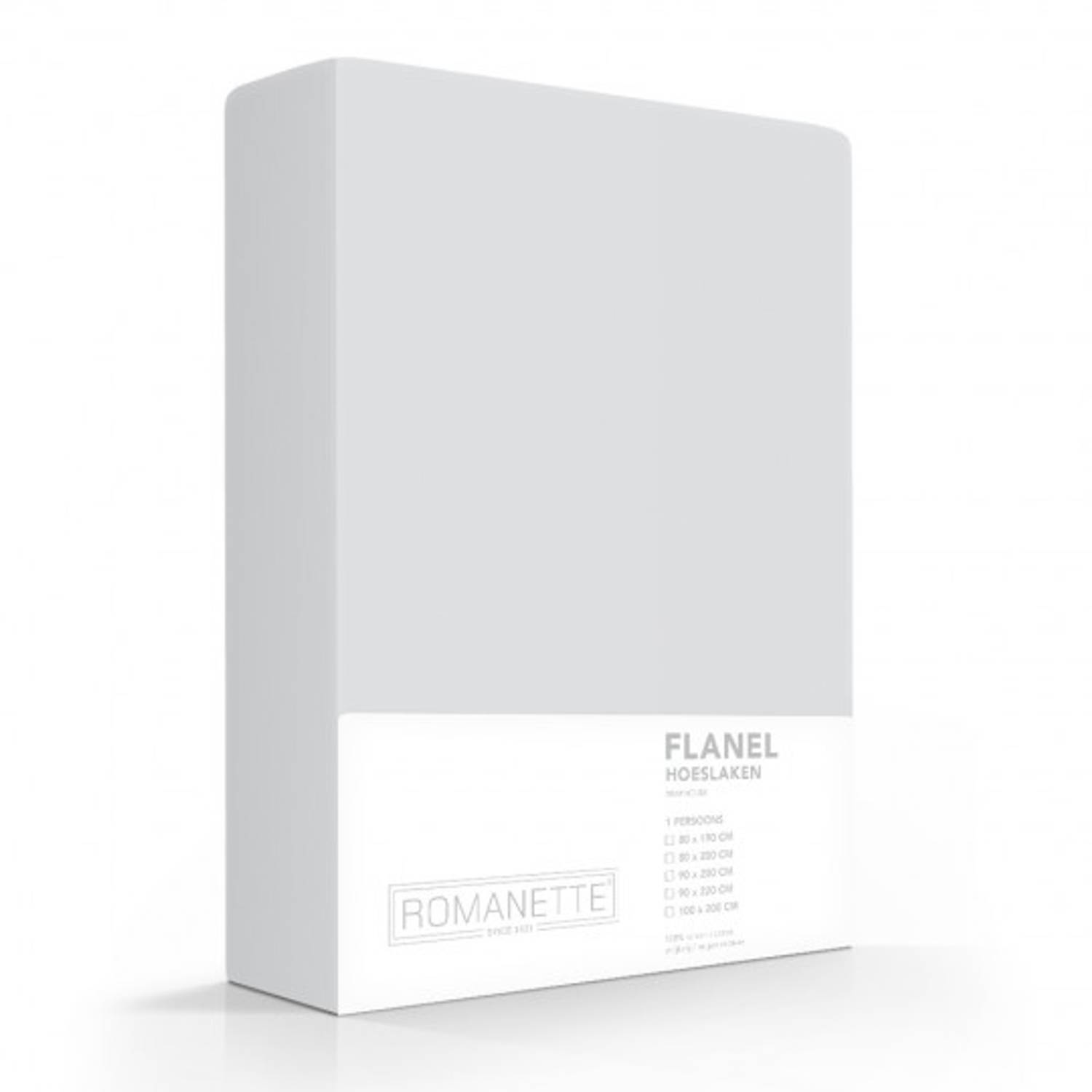 Flanellen Hoeslaken Zilver Romanette-80 x 200 cm