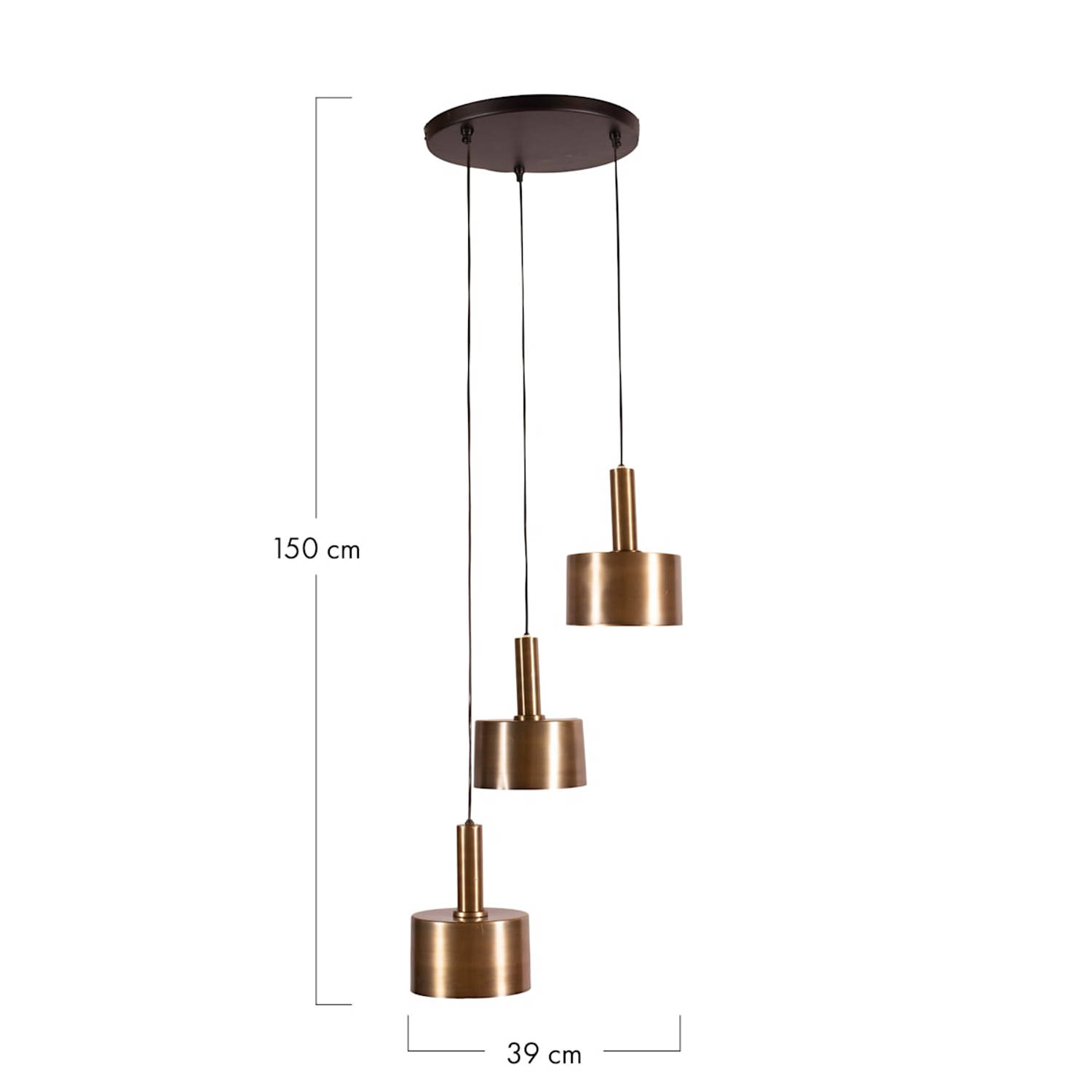 DKNC- Hanglamp Wesley - Metaal - 39x39x150cm - Goud