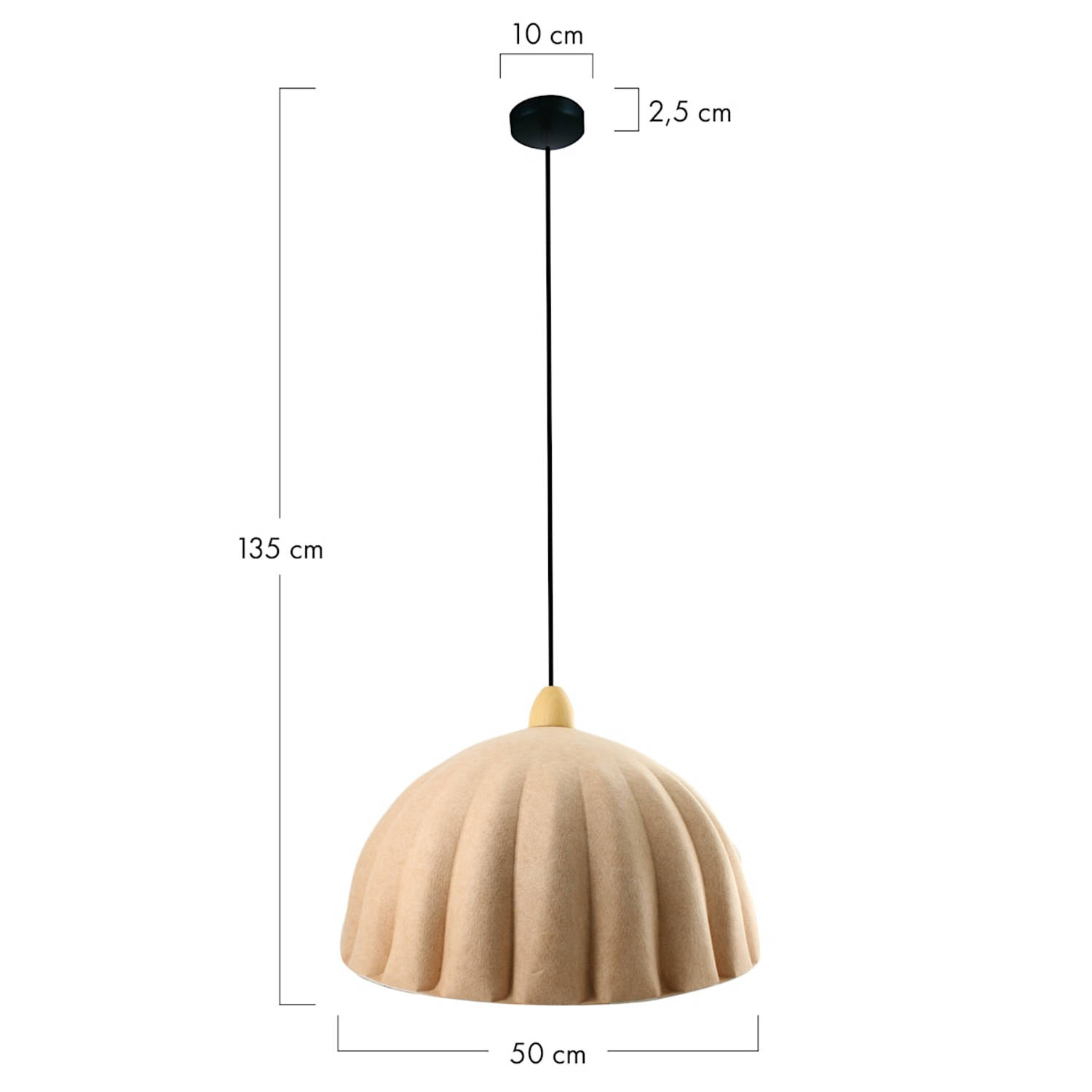 DKNC- Hanglamp Daniel Vilt 50x50x35cm Creme