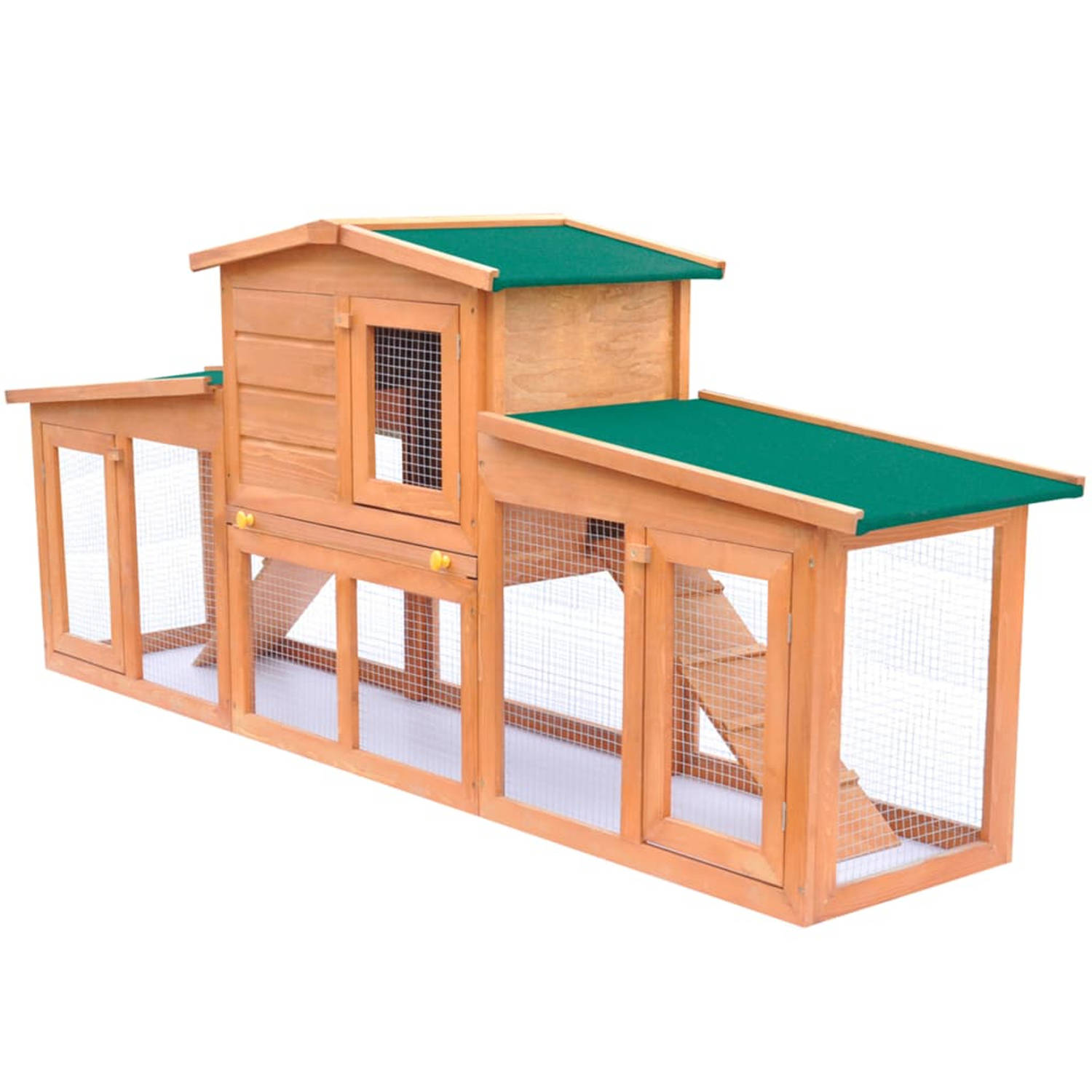 Groot konijnenhok met houten dak voor kleine dieren