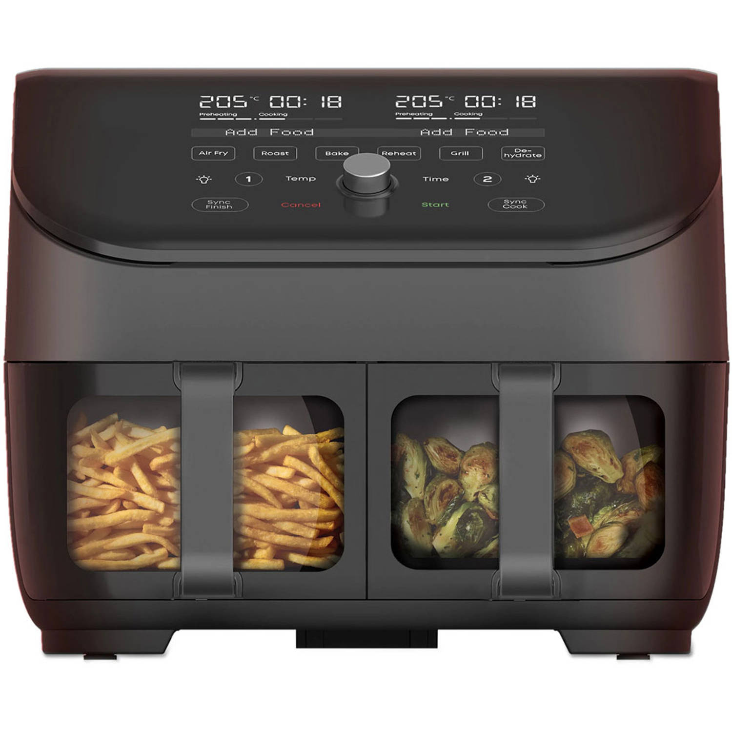 Instant Vortex Plus Dual ClearCook zwart 7,6 liter (8 Qt) 6-in-1 airfryer geurloos frituren roosteren grillen bakken opwarmen dehydrateren voedseldroger droogoven heteluchtfriteuse