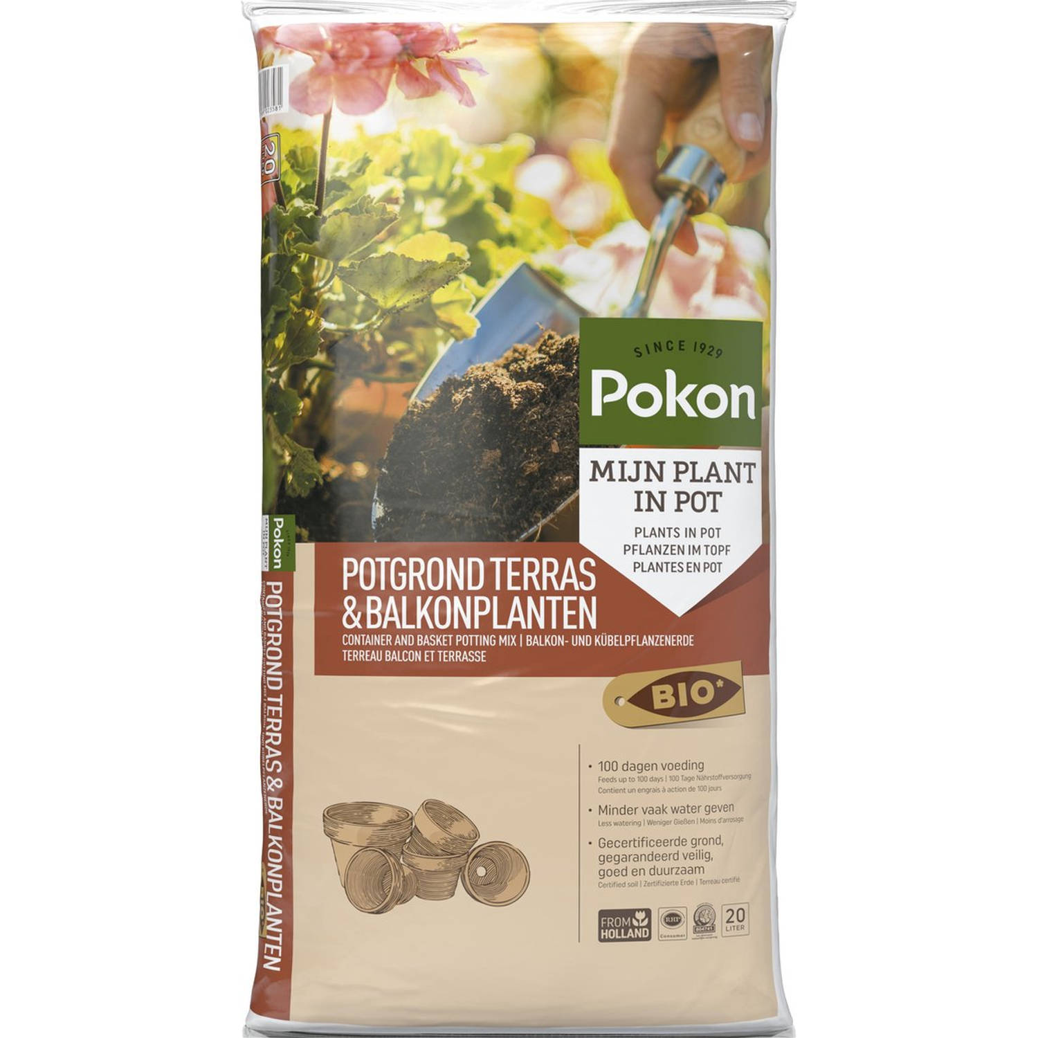 Pokon Bio Potgrond voor Terras & Balkonplanten - 20l - potgrond (biologisch) - 100 dagen voeding