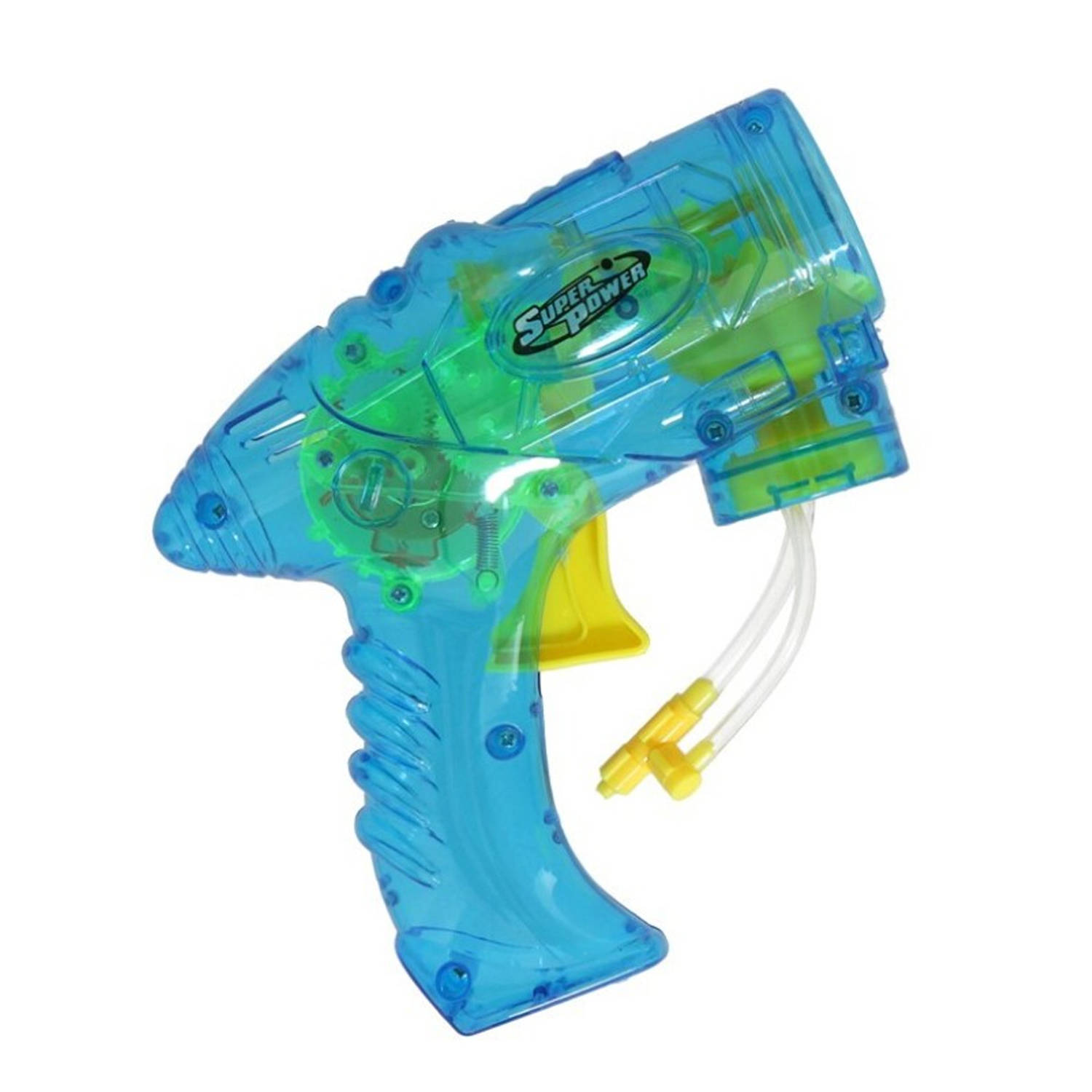 Bellenblaas speelgoed pistool met vullingen blauw 15 cm plastic bellen blazen Bellenblaas