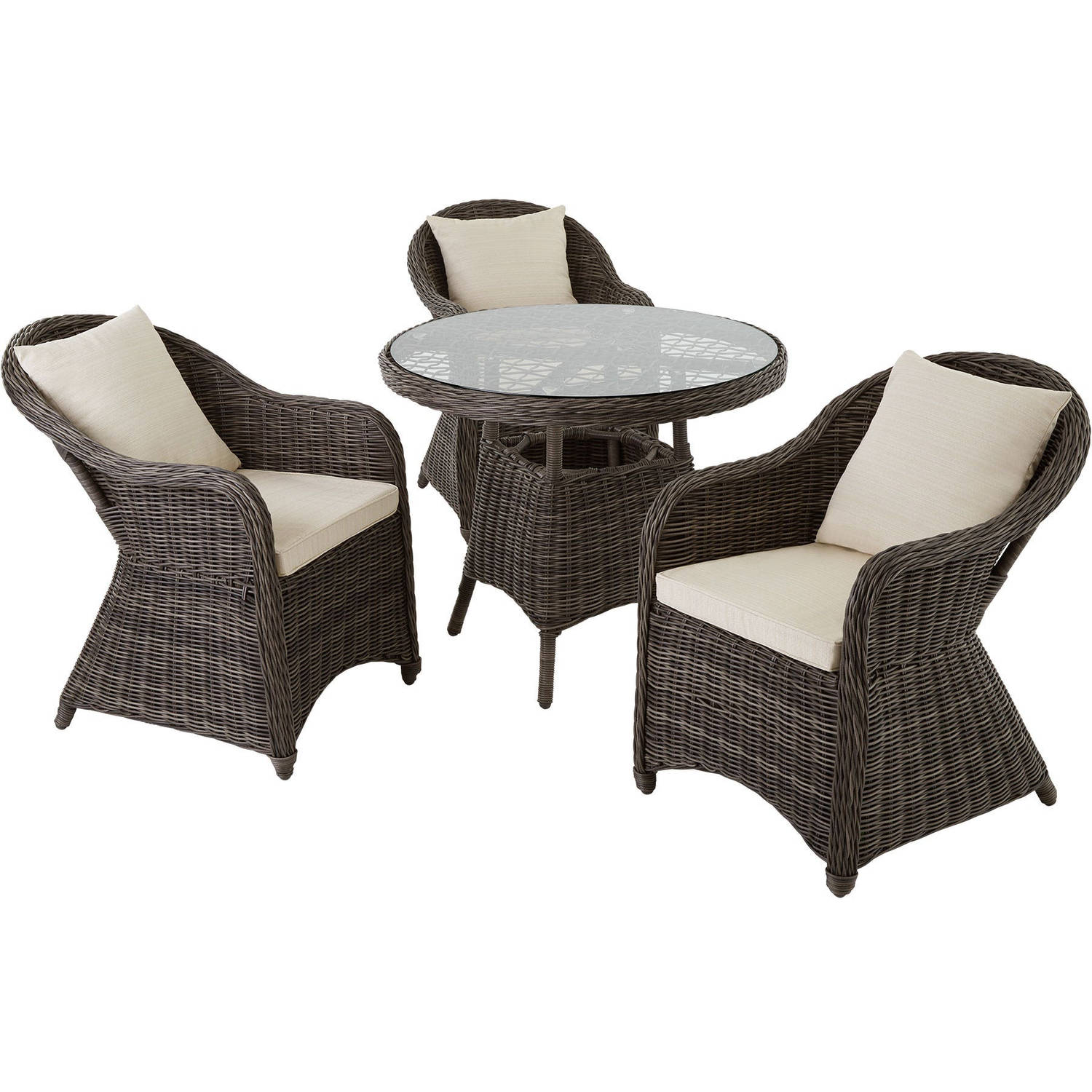 tectake Aluminium Wicker luxe zitgroep met 3 stoelen en een tafel