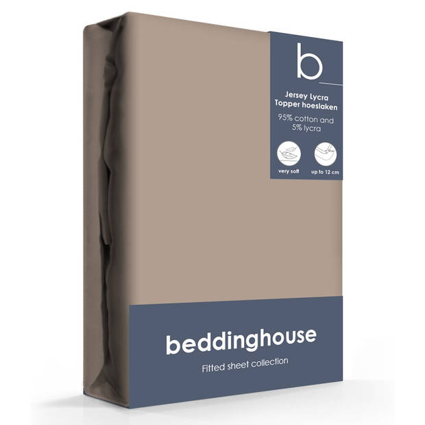 Beddinghouse Jersey-Lycra Topper Hoeslaken Taupe-140/160 x 200/220 cm