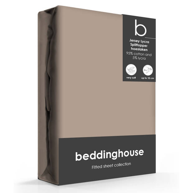 Beddinghouse Splittopper Hoeslaken Jersey-Lycra Taupe-180 x 200/220 cm