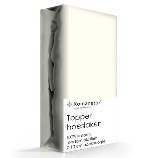 Topper Hoeslaken Katoen Romanette Ivoor-70 x 200 cm