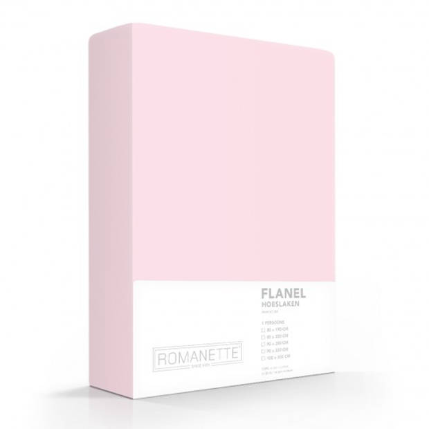 Flanellen Hoeslaken Roze Romanette-140 x 200 cm