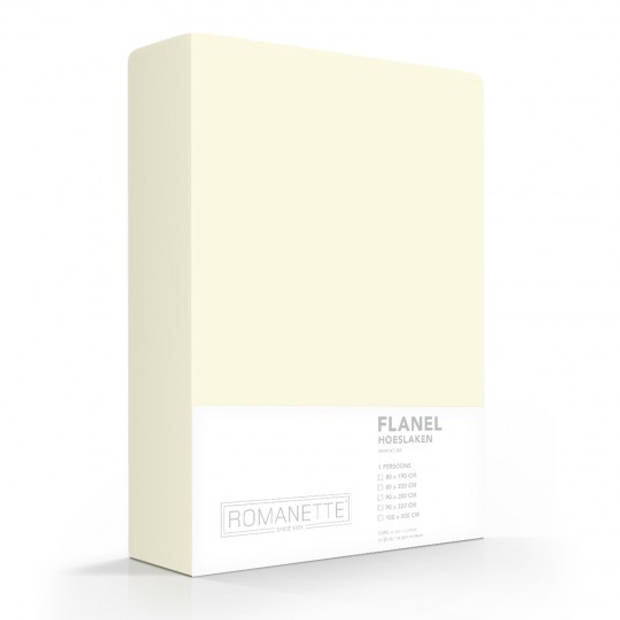 Flanellen Hoeslaken Ivoor Romanette-80 x 200 cm