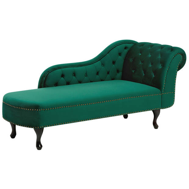 Beliani NIMES - Chaise longue-Groen-Fluweel