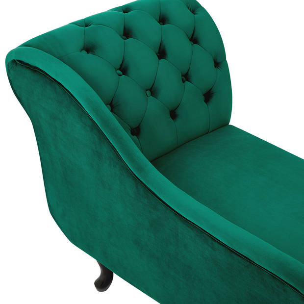 Beliani NIMES - Chaise longue-Groen-Fluweel