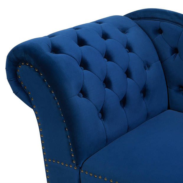 Beliani NIMES - Chaise longue-Blauw-Fluweel