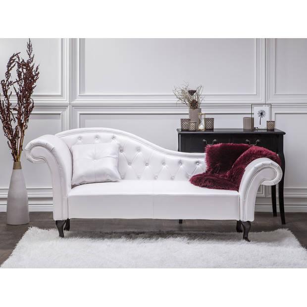 Beliani LATTES - Chaise longue-Wit-Kunstleer