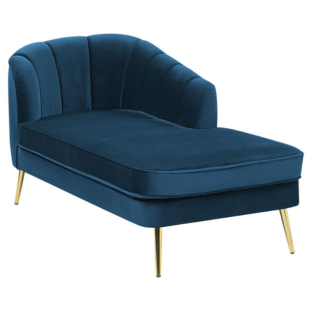 Beliani ALLIER - Chaise longue-Blauw-Fluweel