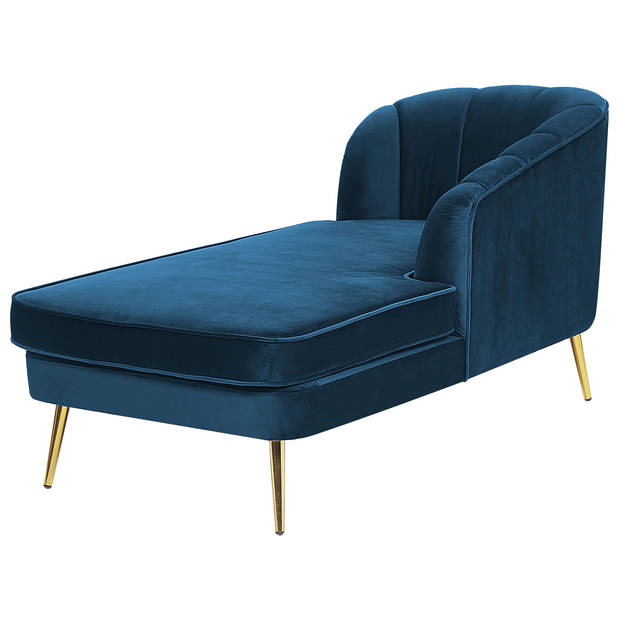 Beliani ALLIER - Chaise longue-Blauw-Fluweel