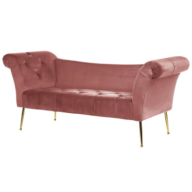 Beliani NANTILLY - Chaise longue-Roze-Fluweel